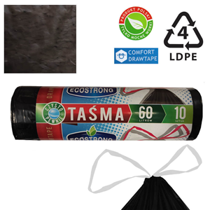 Worki LD 60l a 10 czarne  z taśmą S