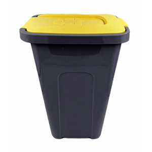 Kosz czarny z żółtą klapą 50l